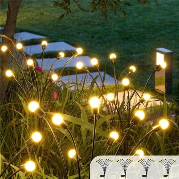 8LED Solar Powered Firefly Lights, Outdoor Waterproof Starburst Swaying Solar - Picture 1 of 7